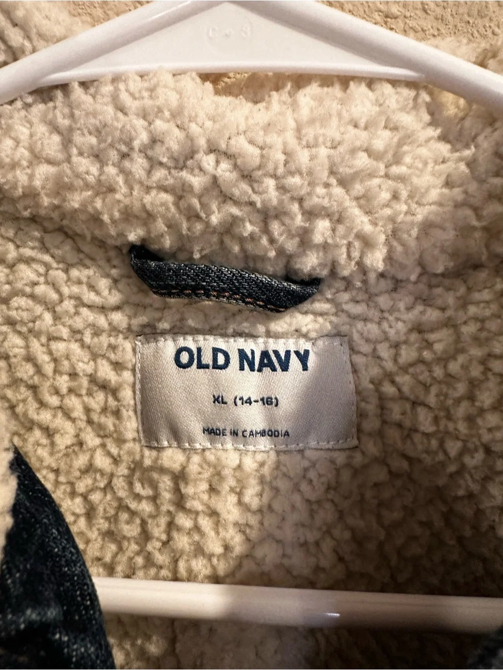 Old Navy Dark Blue Sherpa-Lined Denim Jacket for Kids Size XL 0497